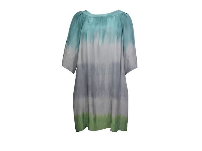 Vestido Sandro de seda verde e cinza