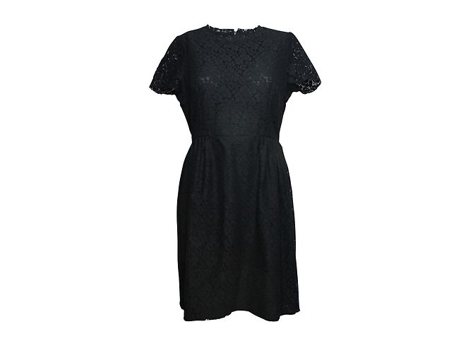 Tara Jarmon Schwarzes Spitzenkleid kurze Ärmel