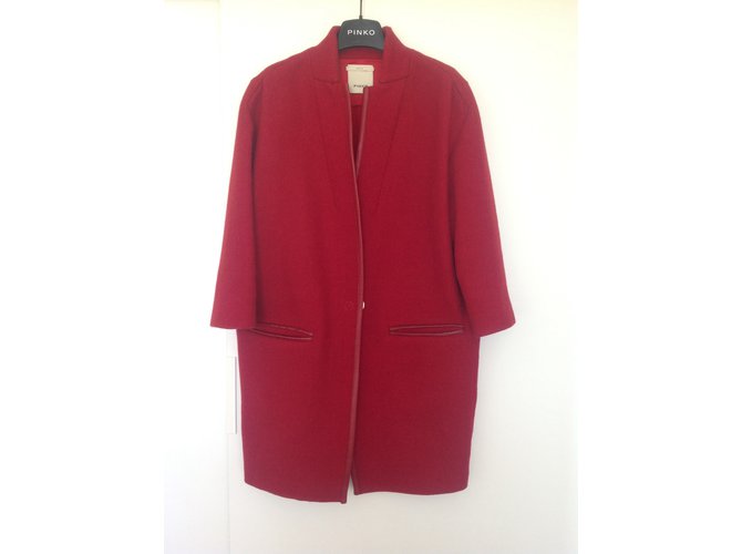 Pinko Coats, Outerwear Dark red Wool  ref.6091