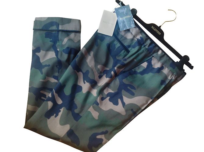 Pantalones Valentino Caqui de Algodón Camuflaje