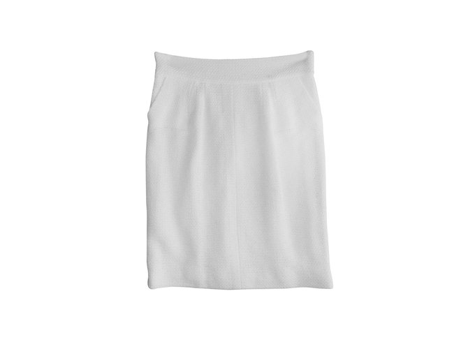 Chanel Skirts White Tweed  ref.6124