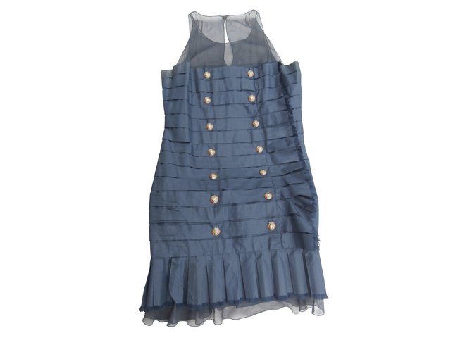 Chanel Kleider Blau Seide  ref.6263