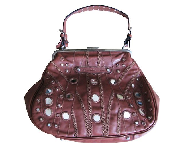 Sac à main Barbara Bui en cuir marron avec détails miroirs