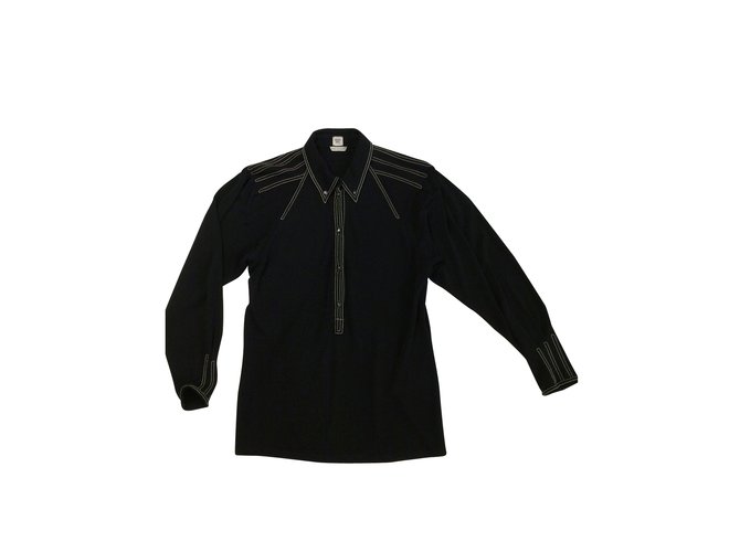 Hermès Chemise polo Viscose Noir  ref.6308