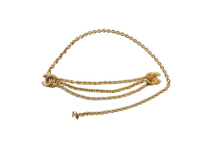 Chanel Cintos Dourado Metal  ref.6319