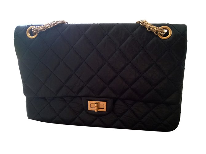 2.55 Chanel Handbags Black Leather  ref.6338