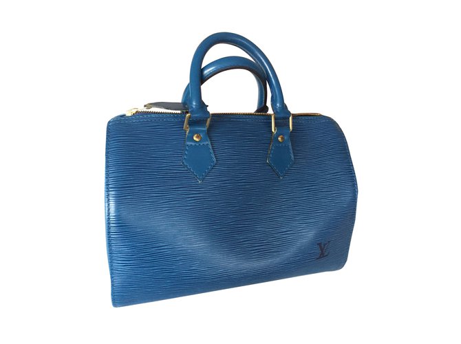 Speedy Louis Vuitton Borse Blu Pelle  ref.6345