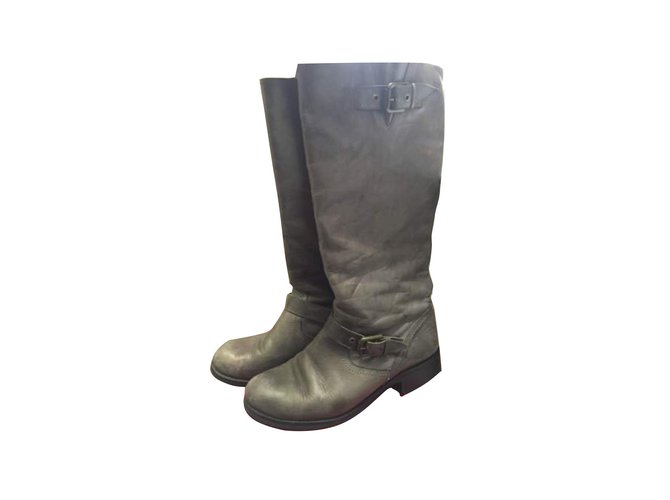 Motardes Ref Sacha Bottes De Joli Closet Cuir Gris Colisee 6352 t1AqY