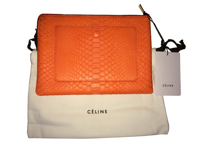 Céline Clutch bags Orange Exotic leather  ref.6382