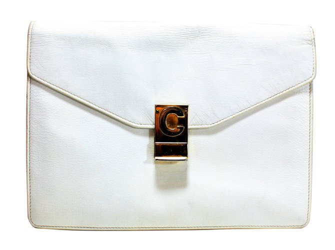 Céline Clutch bags White Leather ref.6487 - Joli Closet
