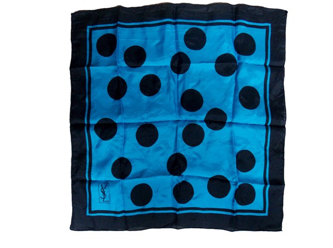 Yves Saint Laurent Silk scarves Blue  ref.6511