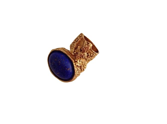 Yves Saint Laurent Rings Blue Gold-plated  ref.6583