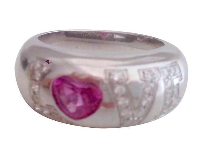 Chopard Love Ring aus Weißgold mit Diamanten und rosa Saphir Silber