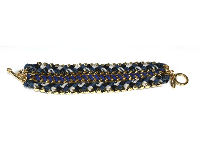 Ettika Bracelets Blue Grey Cotton Metal  ref.6666