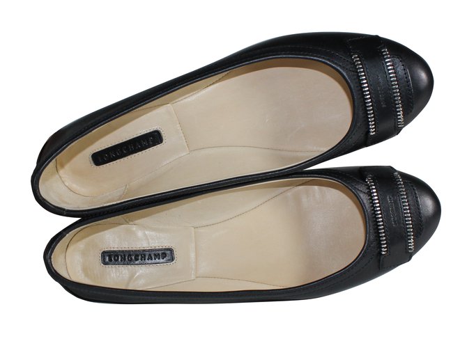 Longchamp Zapatillas de ballet Negro Cuero  ref.6673