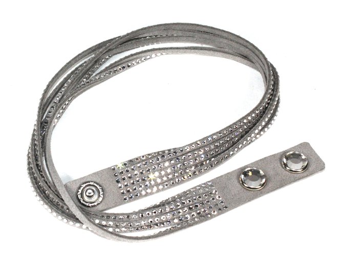 Swarovski Bracelet Cuir Gris  ref.6680