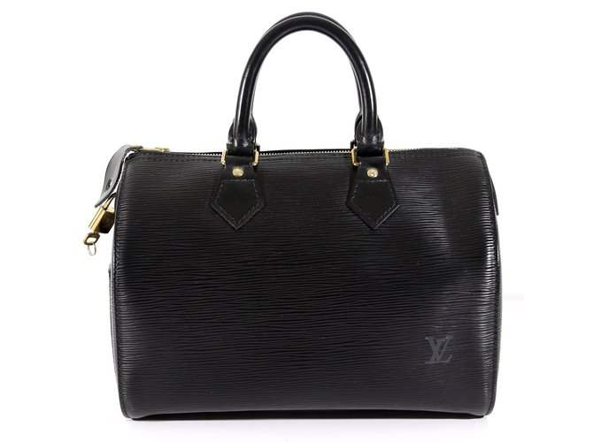Speedy Louis Vuitton Handbags Black Leather  ref.6807