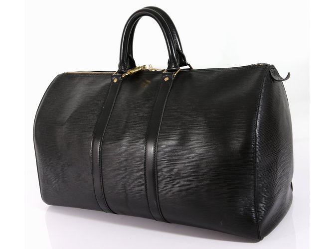 Louis Vuitton Keepall Black Epi Leather Travel Bag