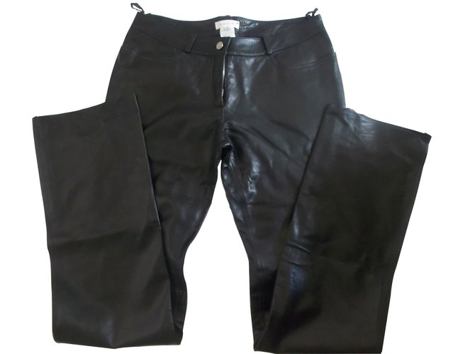Céline Pants, leggings Black Leather  ref.6854