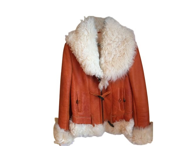 Patrizia Pepe Coats, Outerwear Orange Fur  ref.6988