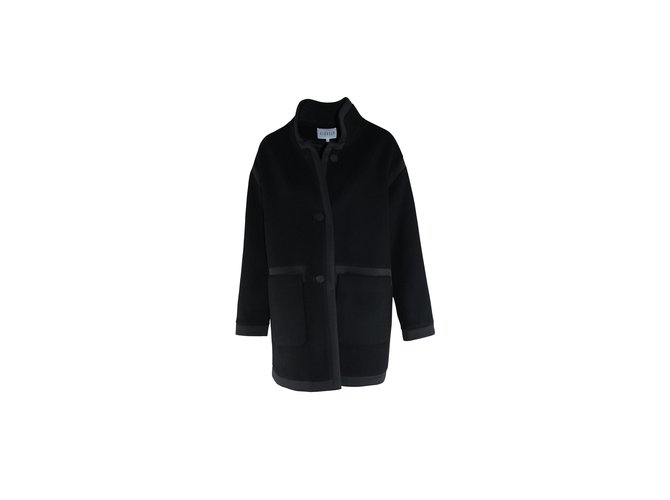 Claudie Pierlot Coats, Outerwear Black Cashmere Wool  ref.7083