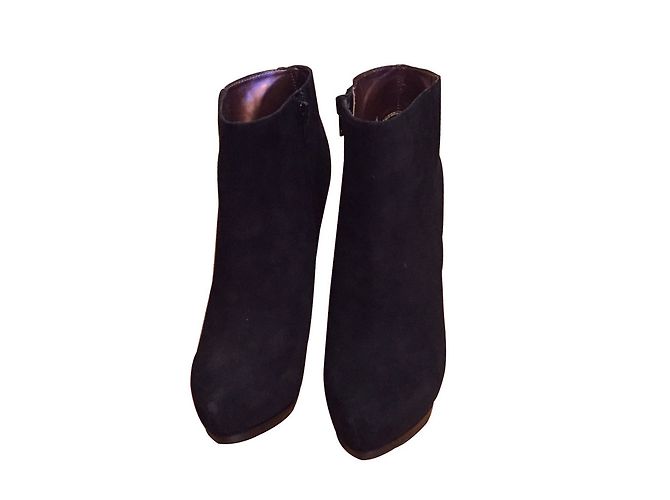 Aldo Black Deerskin High Heeled Ankle Boots 38