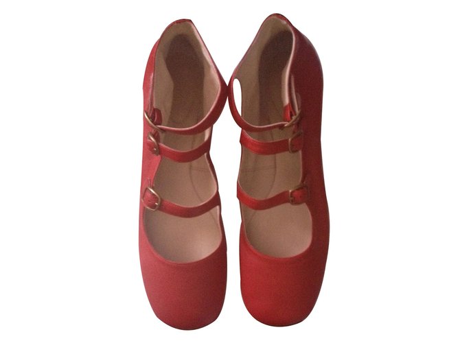 Chloé Zapatillas de ballet Roja Cuero  ref.7304