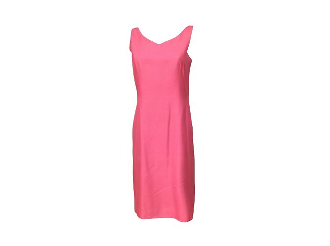 Vestido midi de seda rosa Ann Taylor