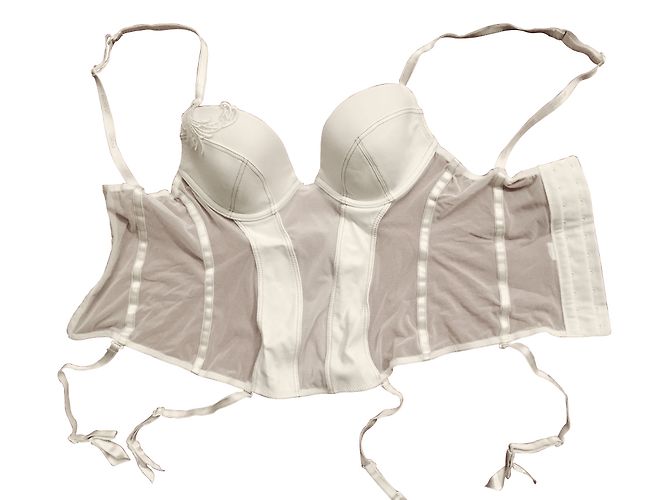 Autre Marque Cinto de ligas Rosy em renda e couro sintético branco