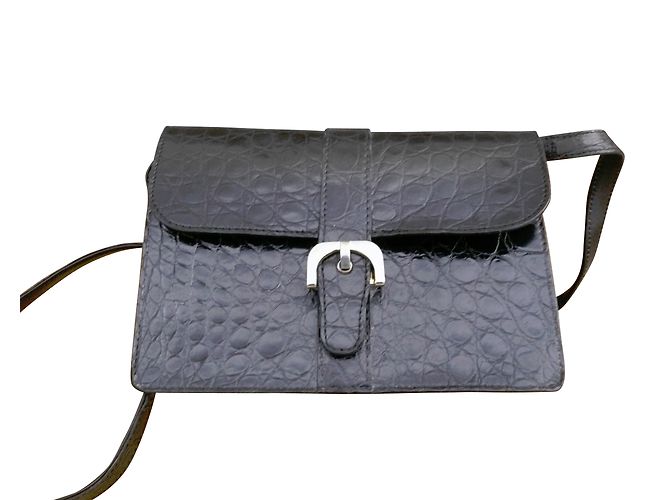 Autre Marque Borsa a mano Marius Patte in pelle di coccodrillo ebano