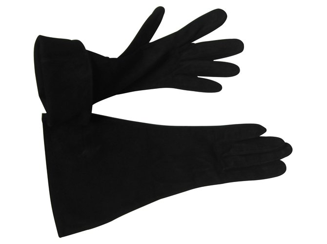Yves Saint Laurent Gloves Black Deerskin  ref.7598