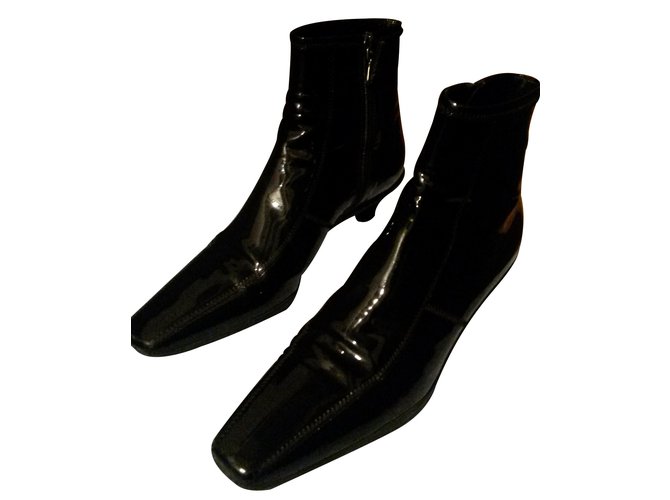 Prada Ankle Boots Black Patent leather  ref.7626