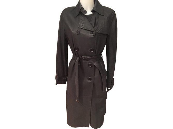 Balmain Trench coats Black Leather  ref.7671