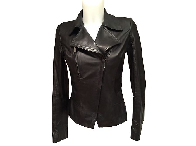Autre Marque Intuition Lammnappa Lederjacke schwarz
