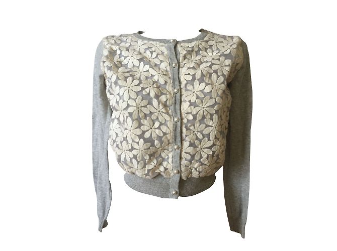 Autre Marque Forever21 Weste mit Stickerei Wolle Grau S
