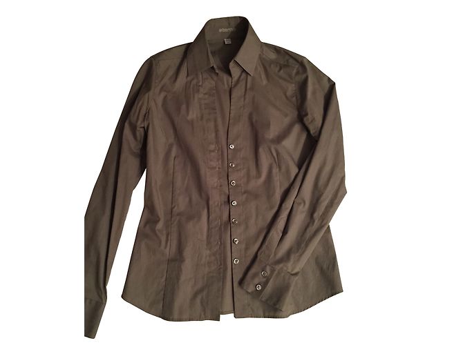 Autre Marque Eterna Khaki Bluse aus Bio-Baumwolle Größe 34