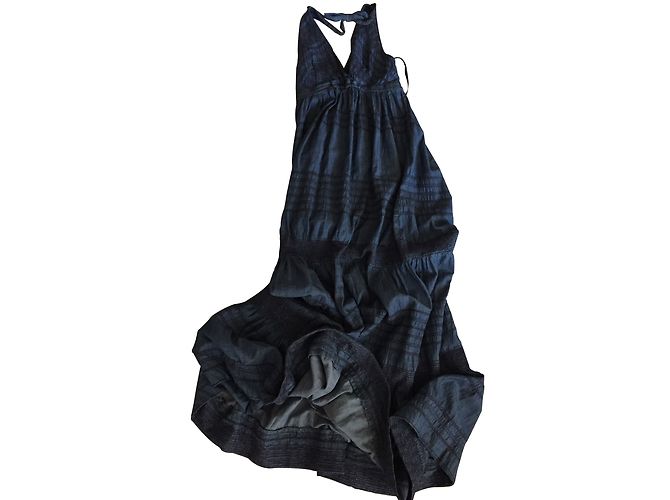 Vestido maxi de denim azul Rene Derhy talla S