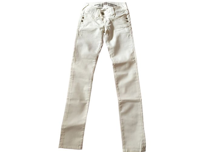 Autre Marque Stone Aged Slim Jeans weiß Stretch Denim