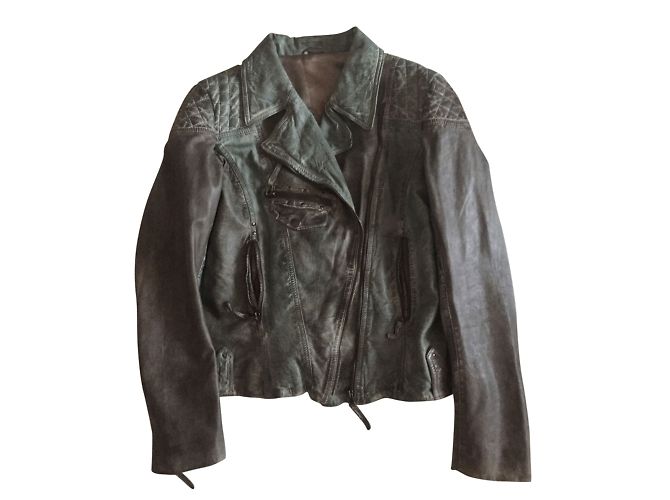 Giorgio Leather Biker Jacket Green