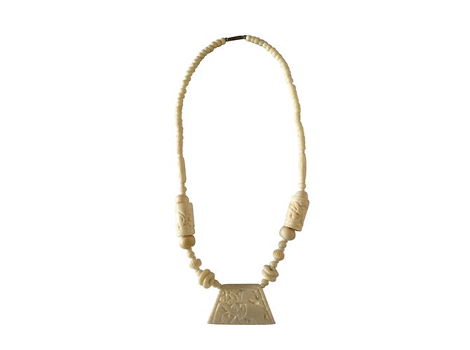 Autre Marque Collar étnico de hueso de elefante blanco