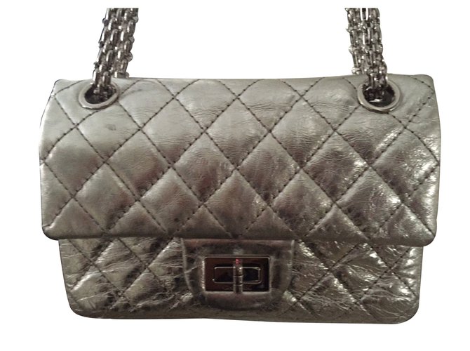 Chanel Handbags Silvery Leather  ref.7883