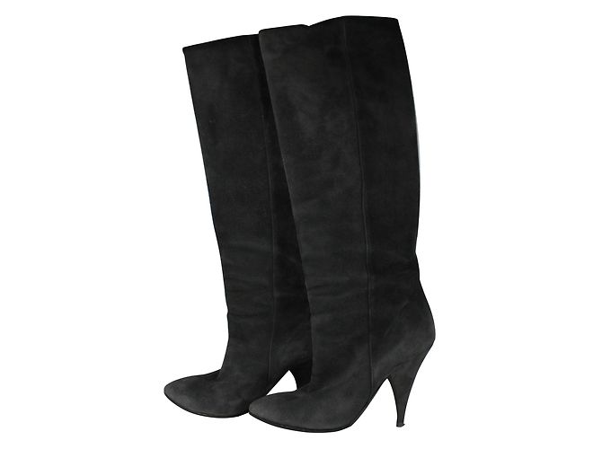 Botas Yves Saint Laurent de gamuza gris 37,5