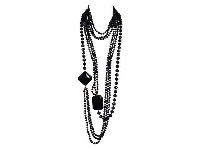 Yves Saint Laurent Long necklaces Black  ref.7981