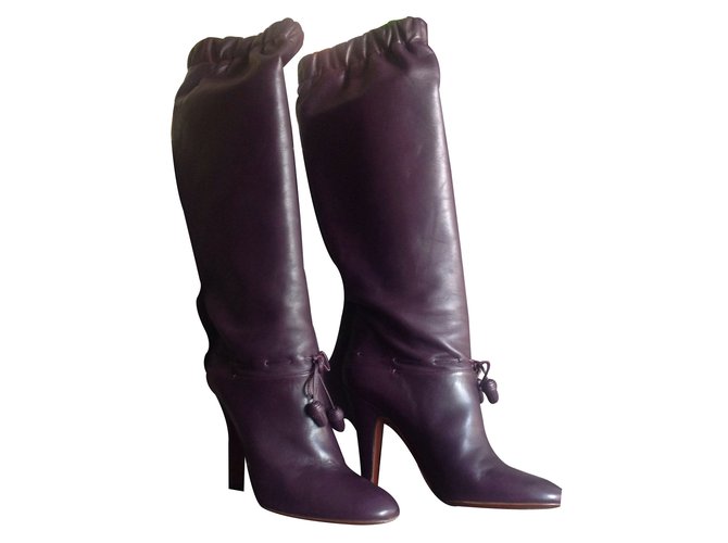 Yves Saint Laurent Boots Purple Leather  ref.8003