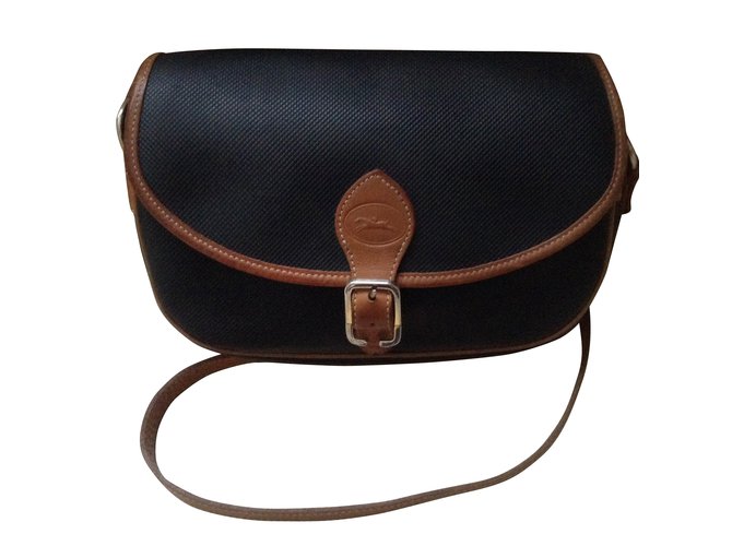 Vintage Longchamp coated canvas/leather shoulder bag