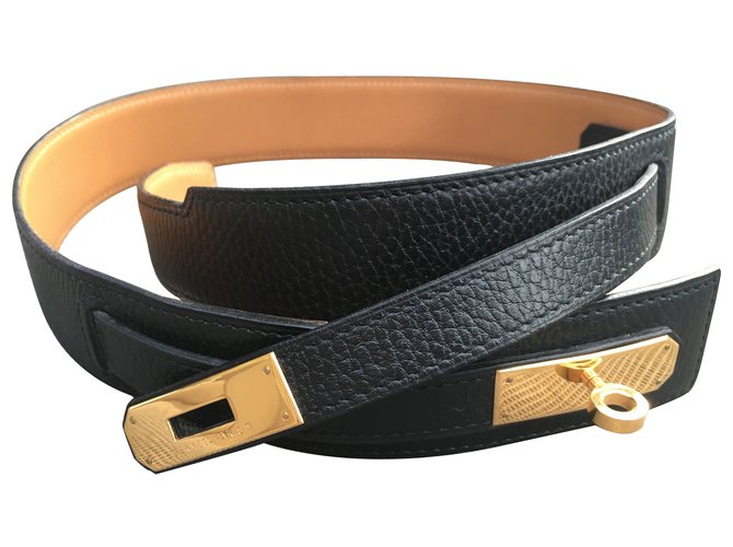 Kelly Hermès Belts Black Leather  ref.8117