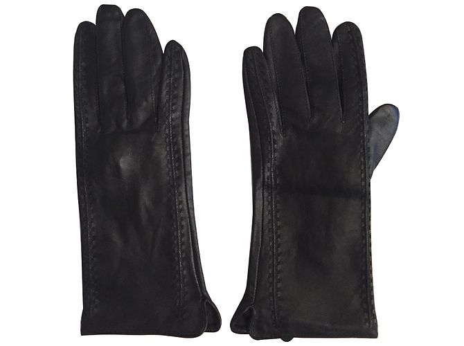 Autre Marque Schwarze Lammleder Handschuhe Größe L