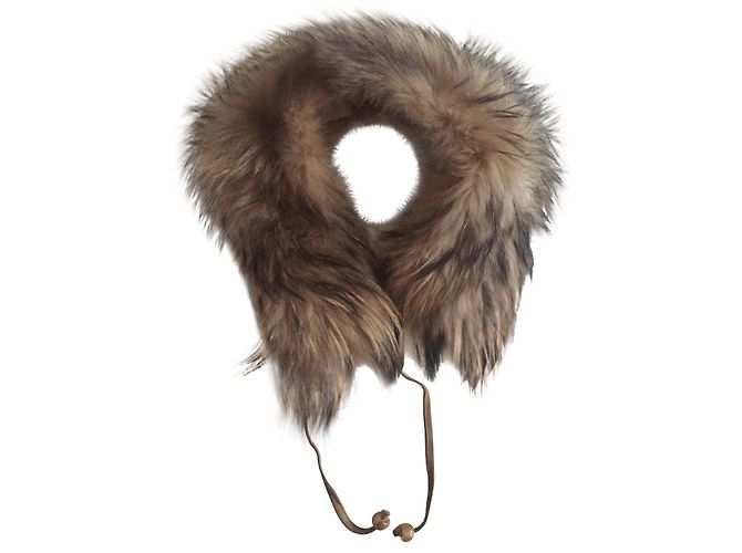 Autre Marque Cuello de piel de mapache beige
