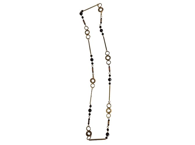 Autre Marque Collana lunga con perle dorate e nere D'oro 