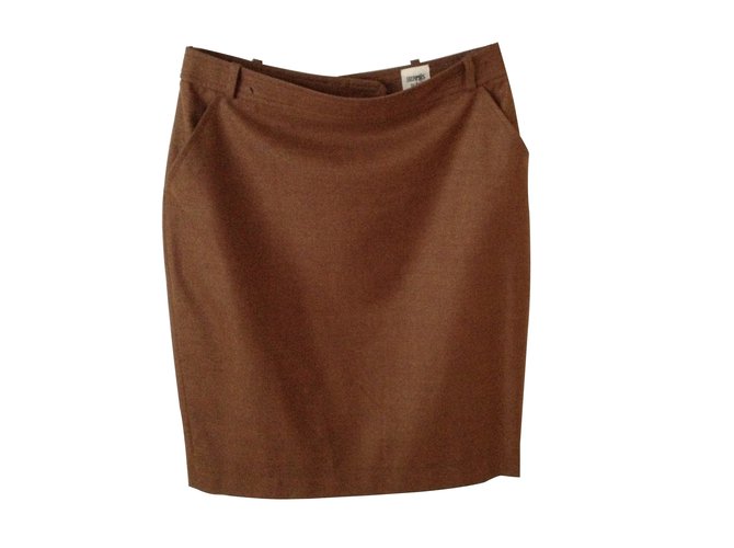 Hermès Skirts Brown Wool  ref.8377